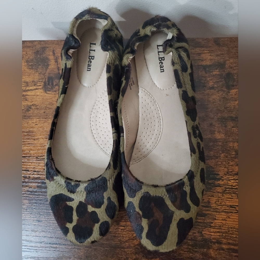 Womens L.L.Bean Calf Hair Leopard Print Flats Size 8.5 - Picture 6 of 10